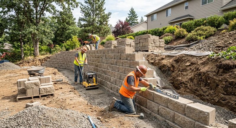 Retaining Wall Installation in Rockwall, TX